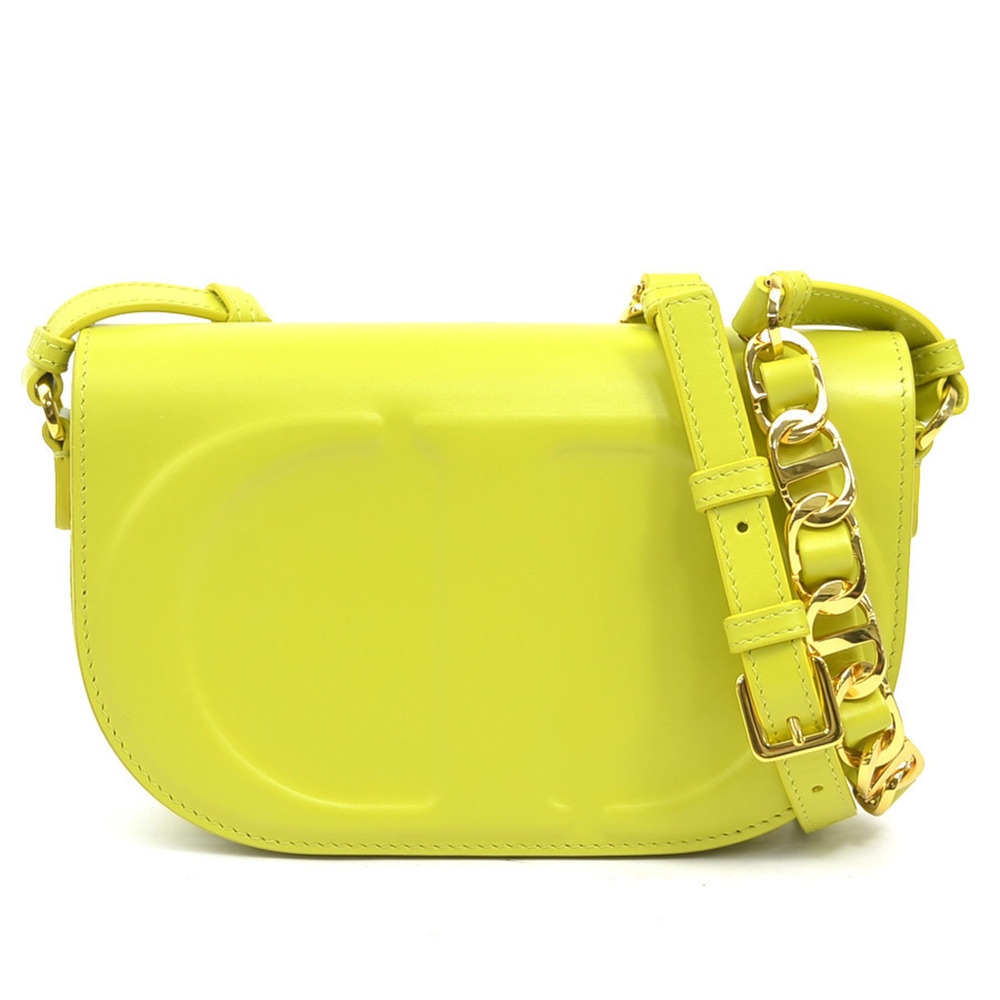 Christian Dior shoulder bag, CD signature, leather, yellow, women's, 90286k